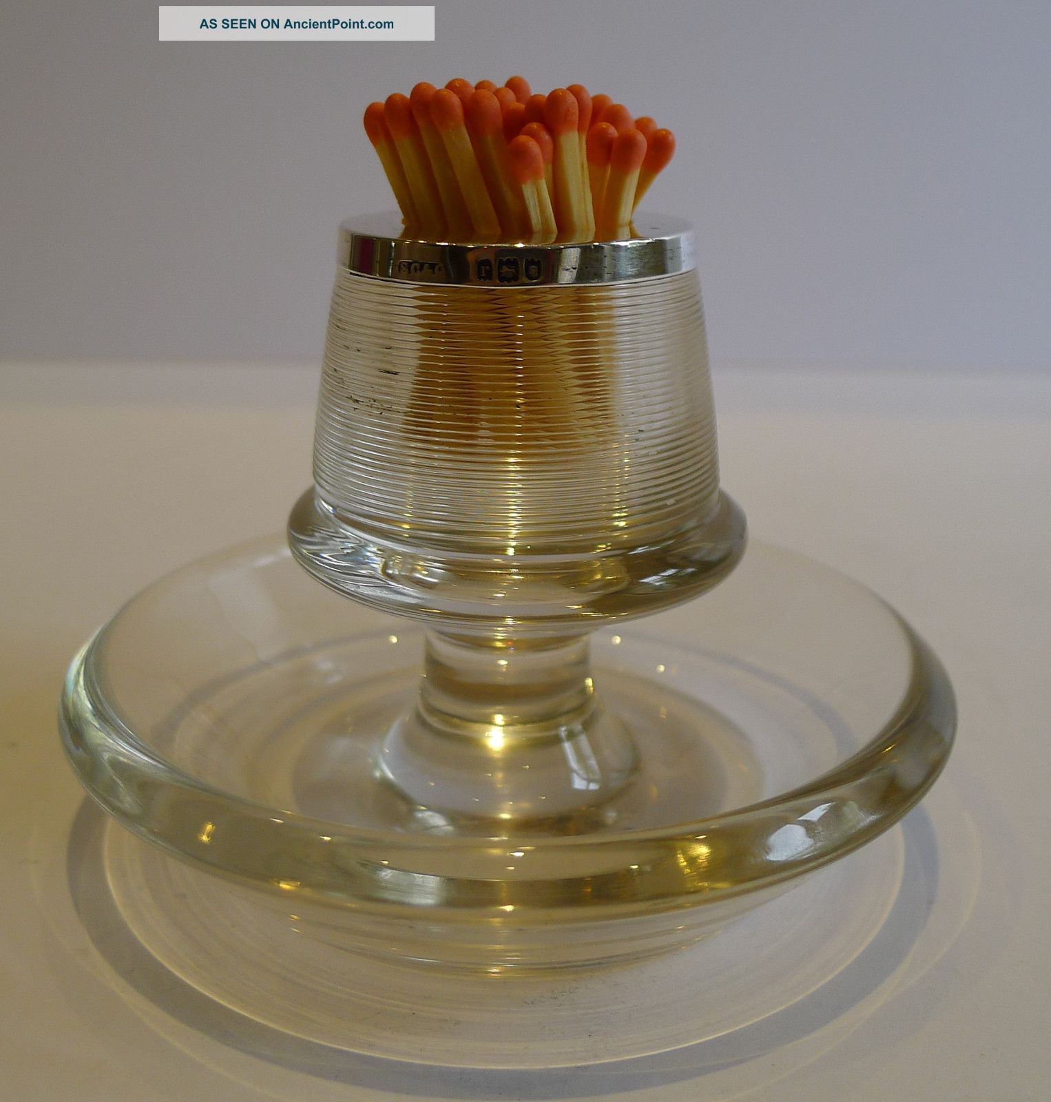Antique English Glass Match Strike / Vesta - Sterling Silver - London 1912 Other photo