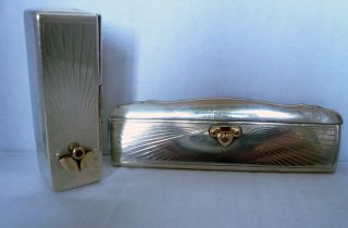 Art Deco Sterling Silver Lipstick Holder & Comb Black Starr & Gorham Gold Ruby photo