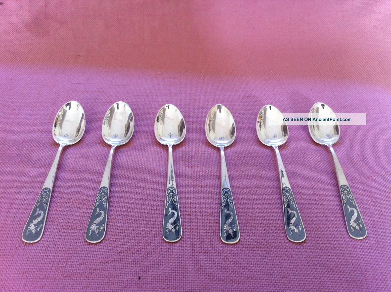 Antique Siam Sterling Silver Demitasse / Tea Spoon (set Of 6) Other photo
