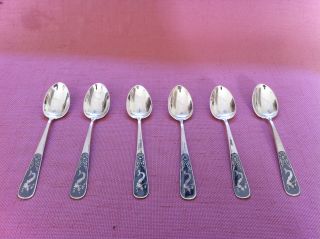 Antique Siam Sterling Silver Demitasse / Tea Spoon (set Of 6) photo