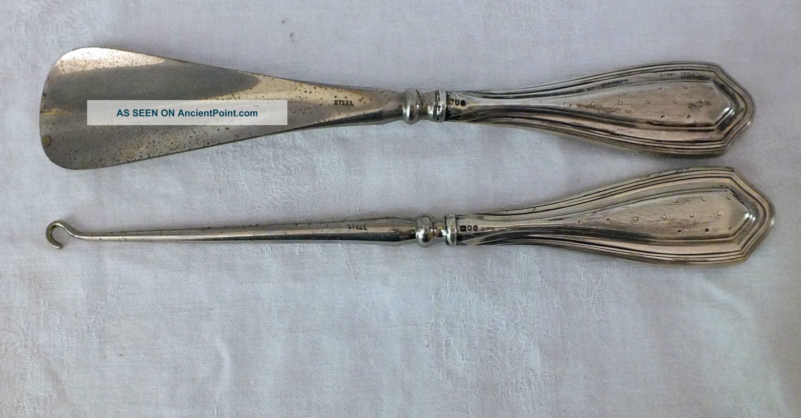 1911 English Sterling Silver Button Hook & Shoe Horn W/ Registry ' S & Hallmarks Other photo