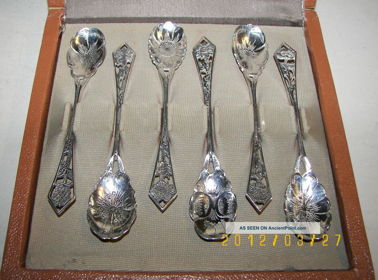 Antique Dutch Sterling Silver N10 Gebr Niekerk Schoonhoven Spoons X 6 W/case Other photo