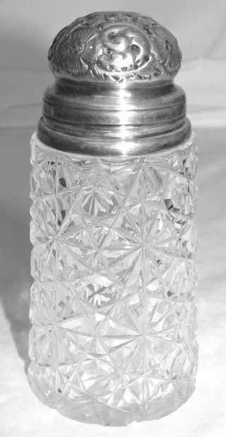 Ornate Antique Sterling Silver/glass Sugar Caster/shaker 1907,  Talc Powder Jar? photo