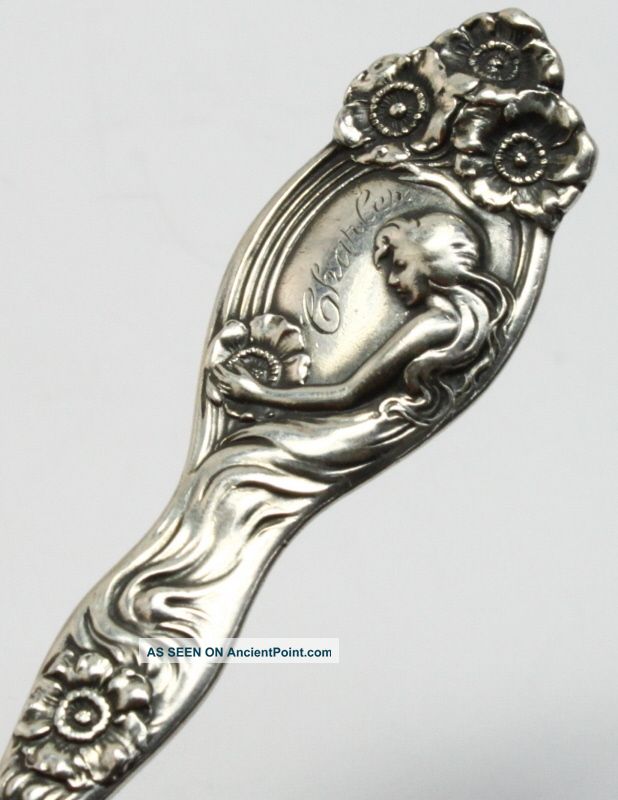 Art Nouveau Queen Of The Flowers Unger Brothers Sterling Silver Teaspoon Figural Other photo