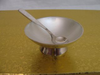 Denmark Sterling Silver Enamel Salt Cellar Spoon photo