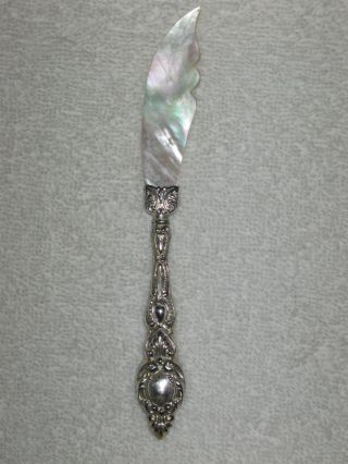 Antique/vintage Sterling Silver Handled Mother Of Pearl Knife - 6 