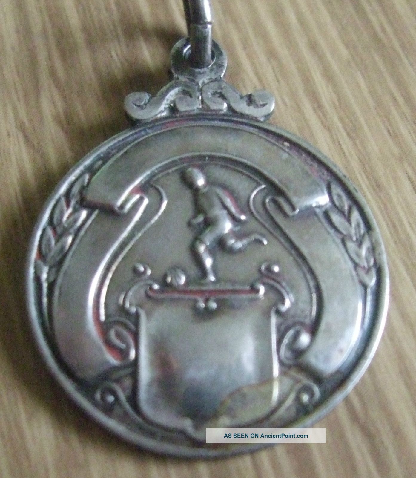 1919 Solid Sterling Silver Football Fob Medal Other photo