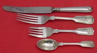 Fiddle & Shell By Georgian House Sterling Silver Flatware Set Service 44 Pieces photo