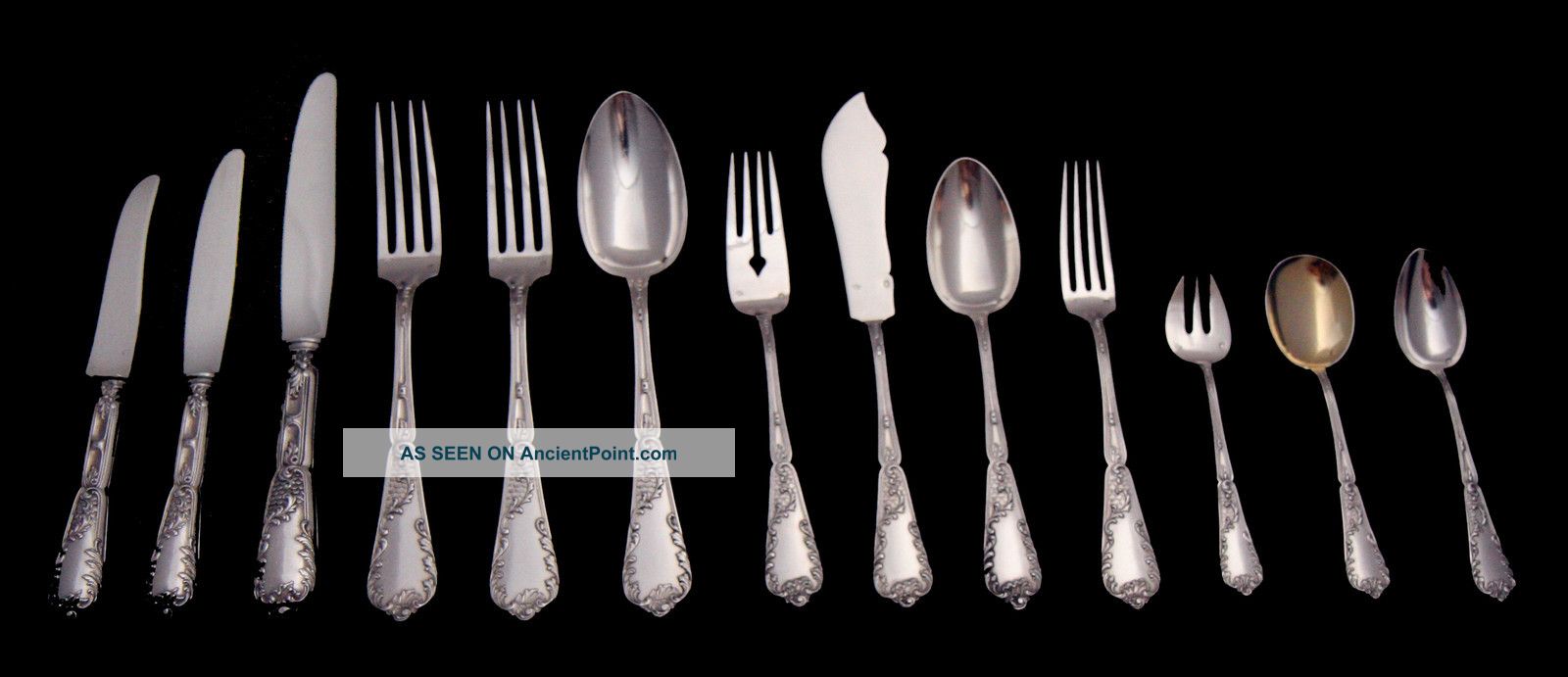 19th Century French Sterling Silver Flatware Set,  Louis Xiv Model,  172pcs. Other photo