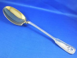 Antique Tiffany Sterling Shell & Thread Pattern Large Gilded Serve Spoon C1905 photo