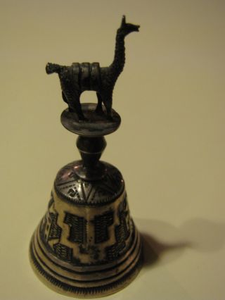 Antique Sterling Silver Dinner Bell With Lama R.  I.  925 photo