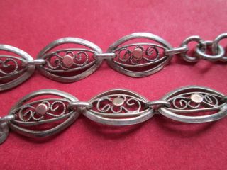 Antique Bracelet Silver Tone Filigre And Little Heart photo