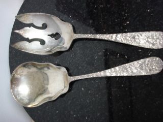 Set Of Two Sterling Silver Servince Pieces Stieff Forget Me Not Fork And Spoon photo