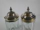 Antique Engraved Silverplate & Glass 3 - Part Footed Cruet Server Other photo 9