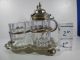 Antique Engraved Silverplate & Glass 3 - Part Footed Cruet Server Other photo 2
