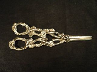 Antique Hand Made Sterling Silver Repousse Grape Shears photo