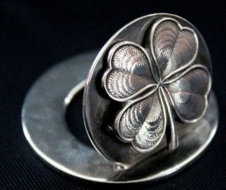 Sterling Silver Place Card Holder By Wm.  B.  Kerr Four Leaf Clover photo