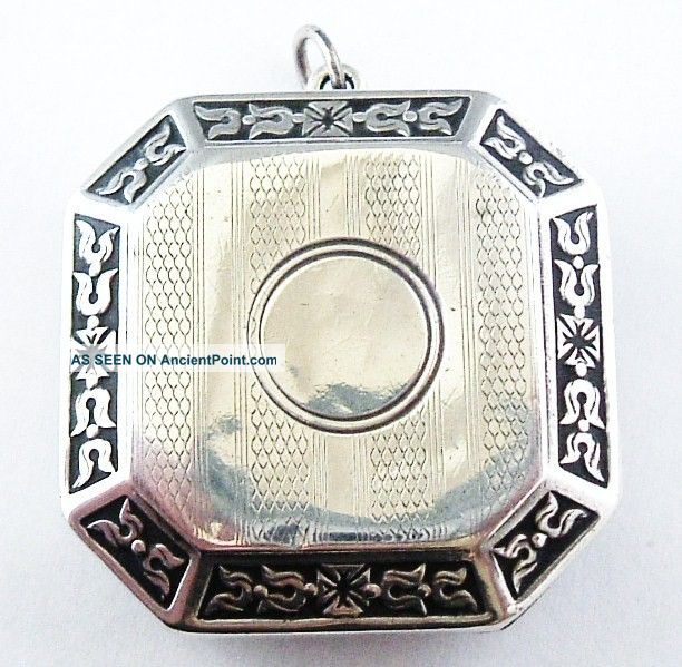 Antique Art Deco Sterling Silver Pill Box Locket For Chatelaine Birmingham 1924 Other photo