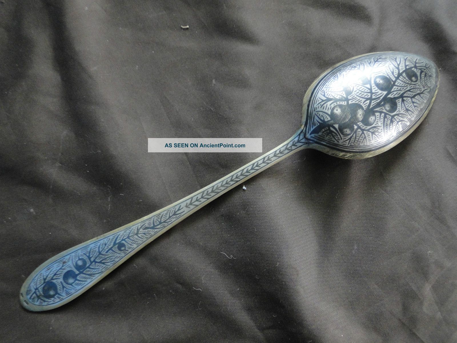 Russian Niello Serving Berry Spoon - Sterling Silver Gilded Made C.  1900 Other photo