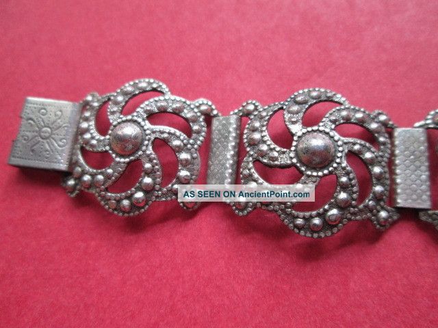 Antique Bracelet Silver Tone Flowers Other photo