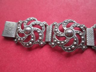 Antique Bracelet Silver Tone Flowers photo