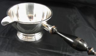 Vintage Mueck - Cary 200 Sterling Footed Brandy Warmer Sauce Bowl Wooden Handle photo