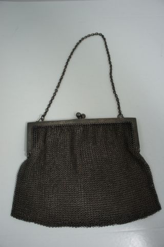 Antique Sterling Silver Mesh Purse Handbag 240 Gram photo