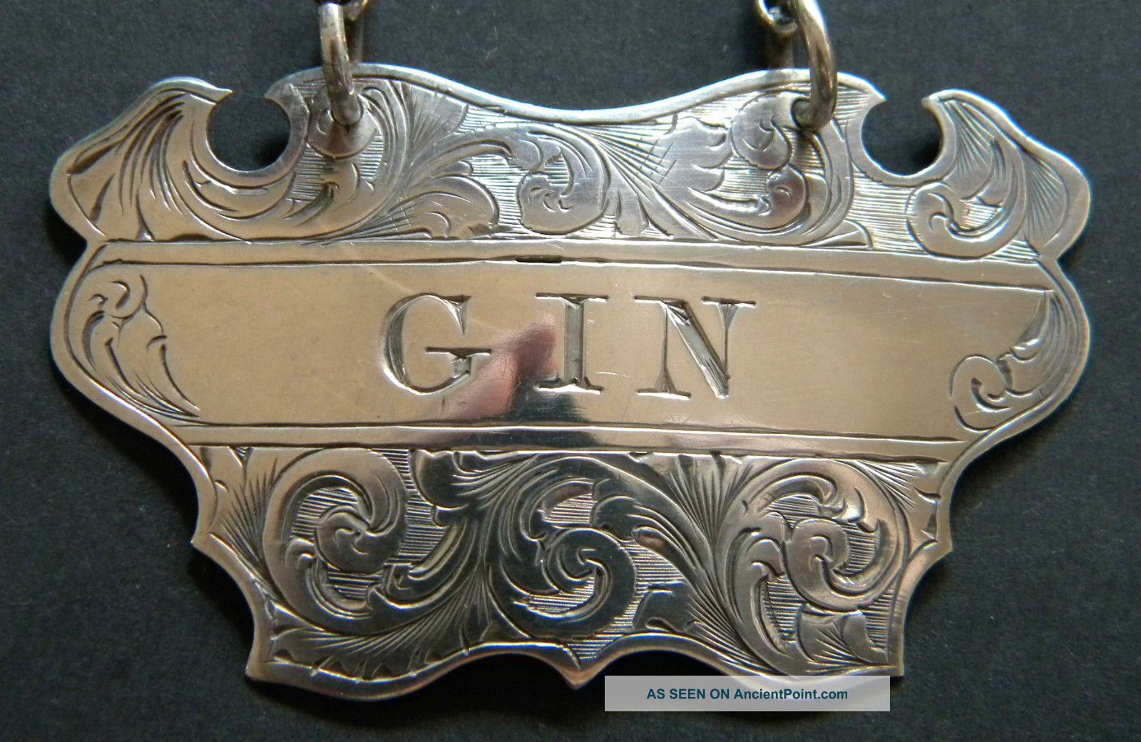 George Unite Antique Sterling Silver Gin Rococo Decanter Label 1867 Other photo