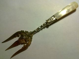 Rare Victorian Solid Fork Silver Plate With Pearl Handle photo