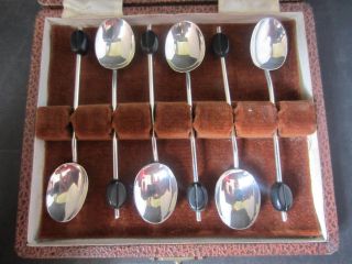Cased Set Of 6 Coffee Spoons With Coffee Bean Finial By Marson & Jones - 1928 photo