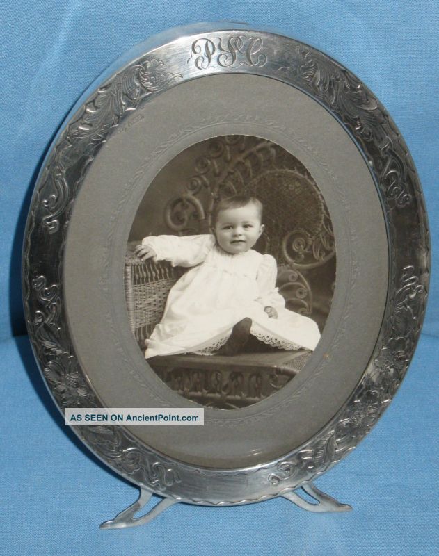 Sterling Silver Oval Photograph Frame Pierce Feet Strut Other photo