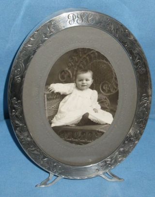 Sterling Silver Oval Photograph Frame Pierce Feet Strut photo