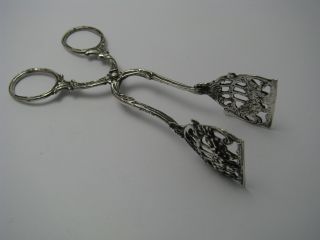 Solid Silver Tongs Pastry Server Rose Pattern Mayer&fuchs Pforzheim Germany1920s photo