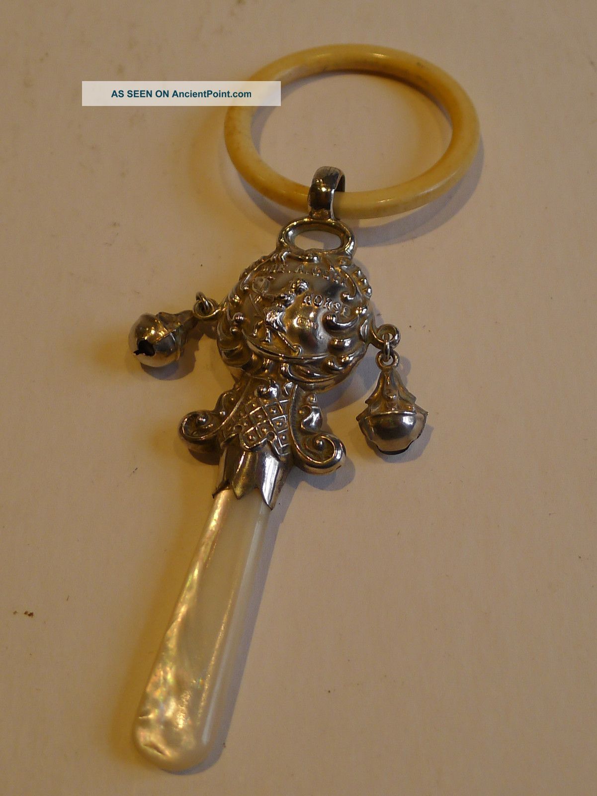 Charming English Sterling Silver Baby ' S Rattle - Nursery Rhyme - 1916 Other photo