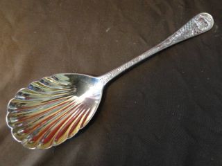 Victorian Serving Spoon Sterling London 1896 - Shell Bowl photo
