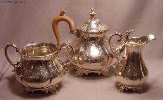Antique Victorian Sterling Silver 3 Pc Tea Set William Hunter London 1860 44oz photo