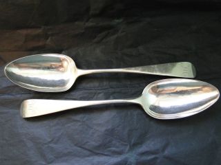 Pair Serving Spoon Made In Sterling Silver In Exeter 1802 By Maker W.  W photo
