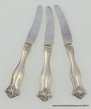(3) Sheffield Marked Sterling Handle Butter Knives 7 7/8 