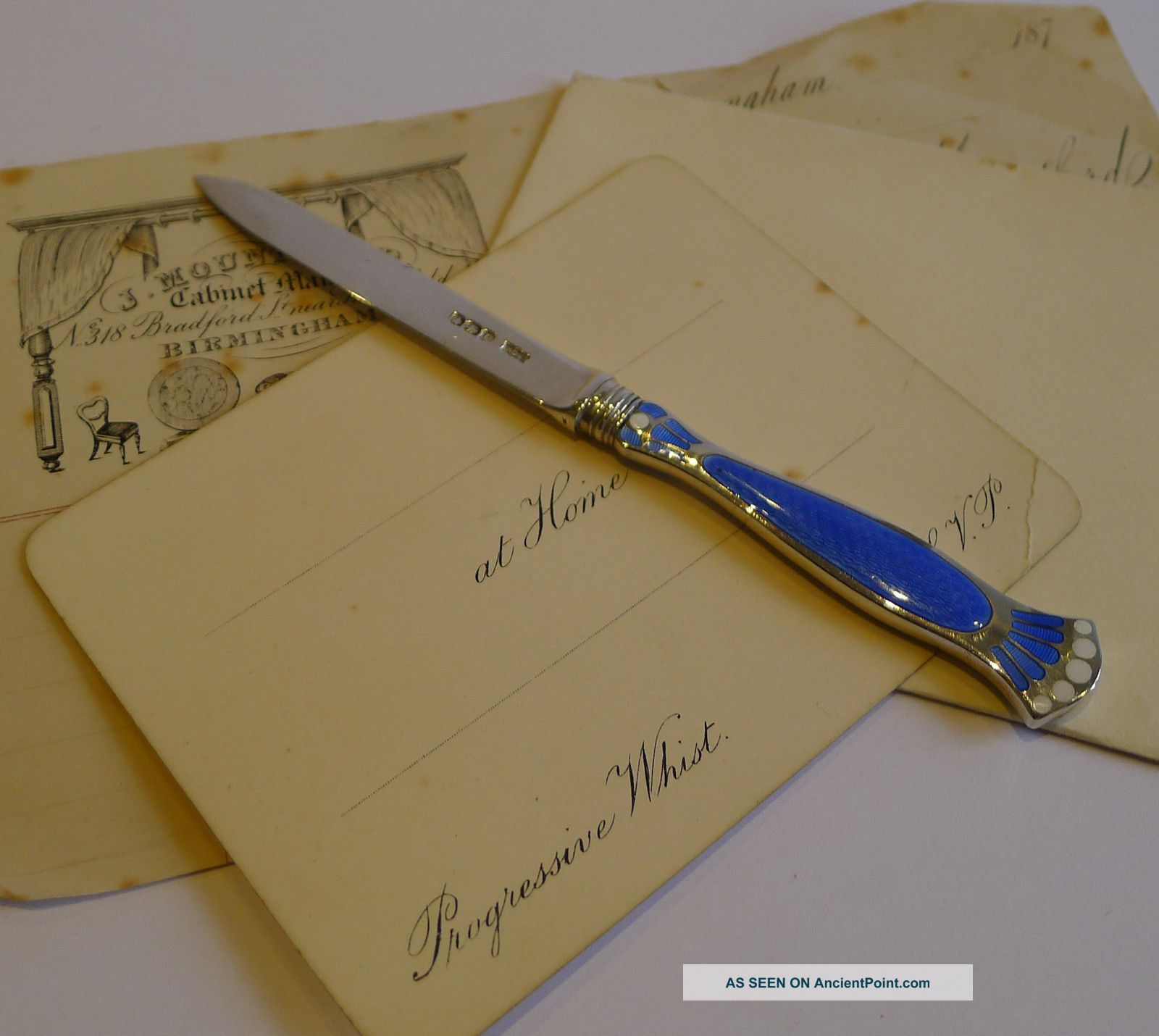 Petite English Art Deco Sterling Silver & Enamel Letter Opener Other photo