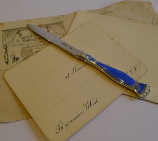 Petite English Art Deco Sterling Silver & Enamel Letter Opener photo