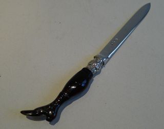 Charming English Sterling Silver And Celluloid Figural Letter Opener - 1926 photo