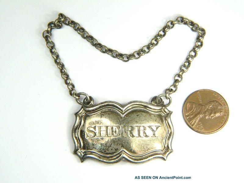 Antique Early Victorian English Silver Sherry Bottle Label C1844 Other photo