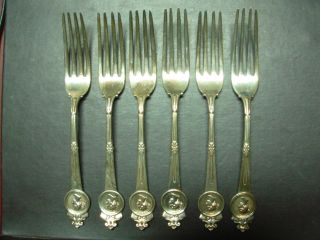 Set Of 6 Medallion Forks George Webb & Co.  San Francisco 1864 photo