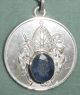 Sterling Silver 925 Blue Sapphire Church Pope Emblem Symbol Key Chain Ring 7 