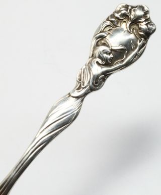 Art Nouveau Secret Of The Flowers Unger Brothers Sterling Silver Teaspoon Lady photo