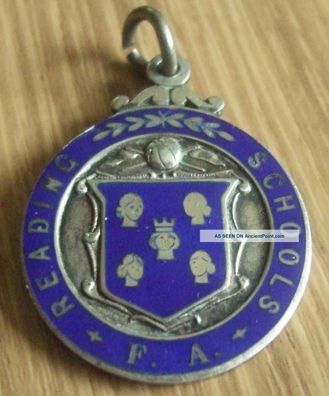 1924 Reading Schools Football Association Solid Silver & Enamel Fob Medal Other photo