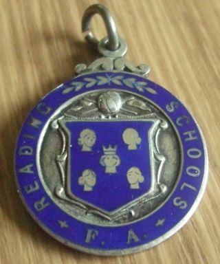 1924 Reading Schools Football Association Solid Silver & Enamel Fob Medal photo