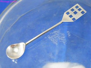 Unusual Silver Salt Condiment Spoon Initial ' E ' photo