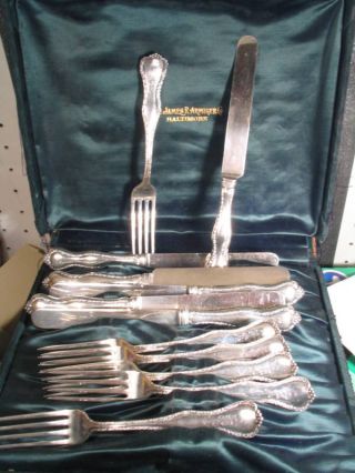 Sterling Jms Armiger Set 6 Forks & 6 Knives Patunk photo