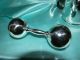 Vintage Tiffany & Co Solid Sterling Barbell Baby Rattle & Bag Other photo 7